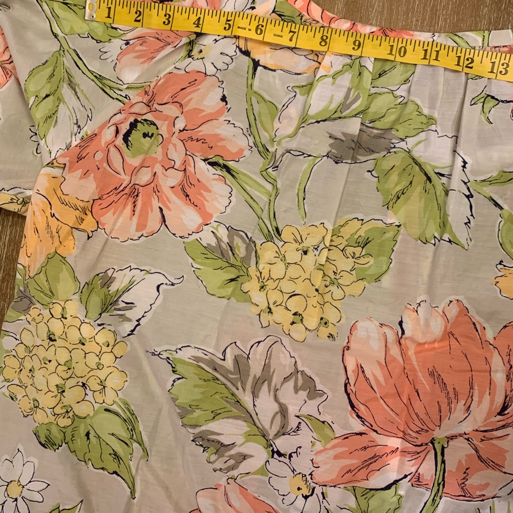 Tommy Bahama Cotton/Silk Floral Blouse in Orange, Yellow, and Green - Picture 11 of 12